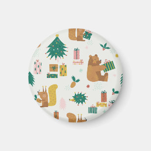 Christmas Forest Animals: Vintage Vibe Magnet