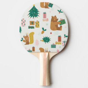 Christmas Forest Animals: Vintage Vibe Ping Pong Paddle