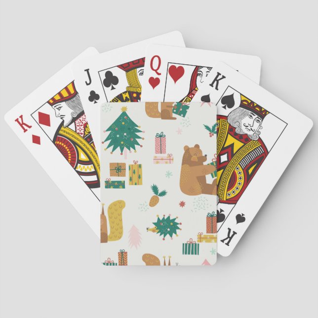Christmas Forest Animals: Vintage Vibe Playing Cards (Back)