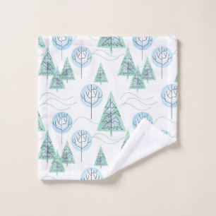 Christmas forest, Christmas trees, trees, snow Wash Cloth