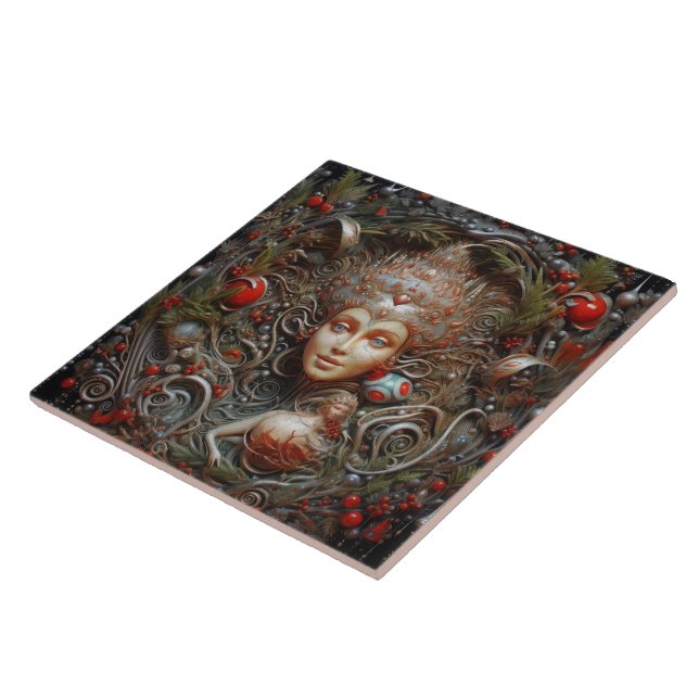 Christmas Forest Fairy Spanish Teracota No 3 Tile (Side)