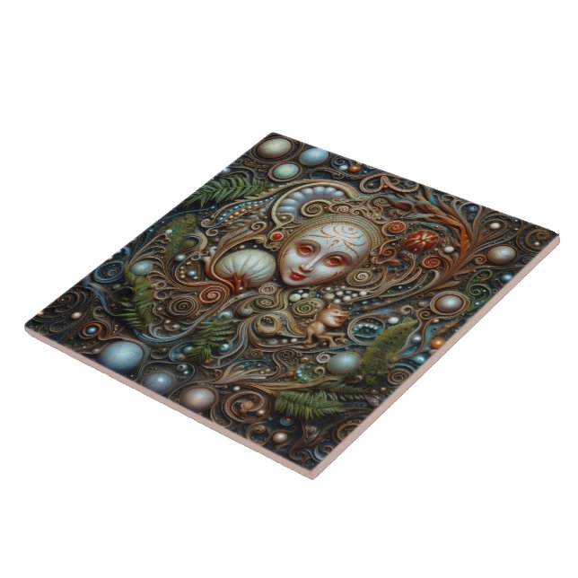 Christmas Forest Fairy Spanish Teracota Tile (Side)