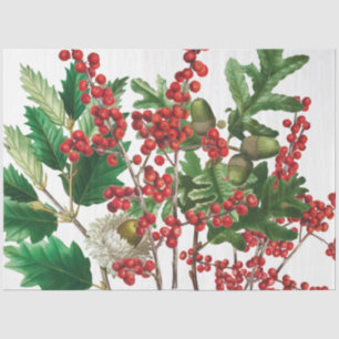 Christmas Forest Festive Berries Acorn Evergreen Tissue Paper