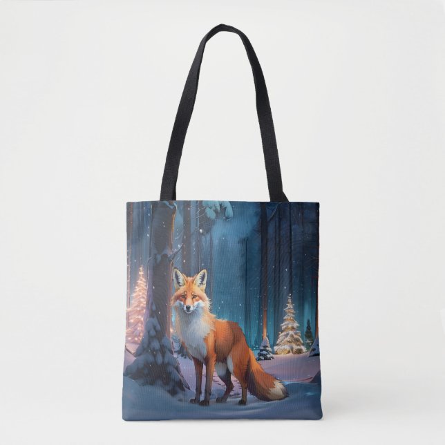 Christmas Forest Fox Tote Bag (Front)