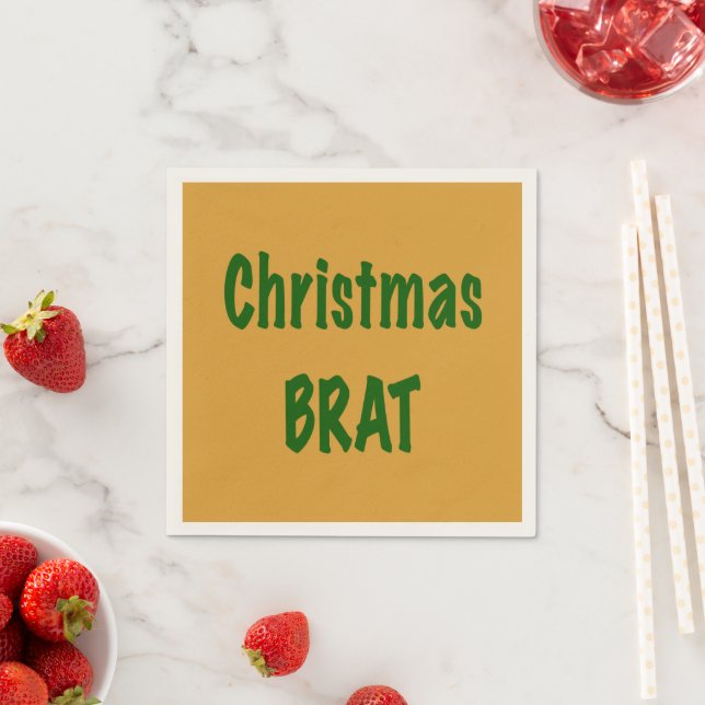 Christmas Forest Green Brat On Gold Napkin (Insitu)