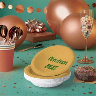 Christmas Forest Green Brat On Gold Paper Plate
