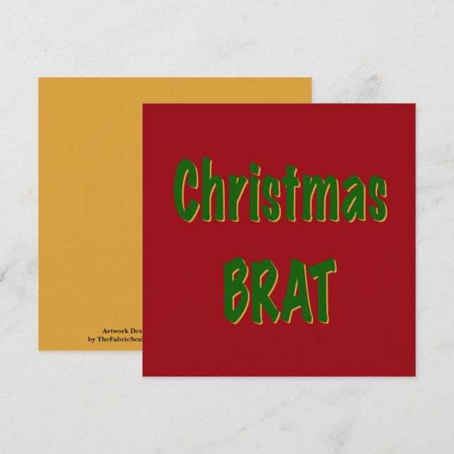 Christmas Forest Green Gold Brat On Crimson Red Card (Front/Back)