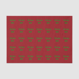 Christmas Forest Green Gold Brat On Crimson Red Tissue Paper
