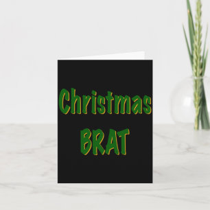 Christmas Forest Green Gold Brat On Red T Shirt Card