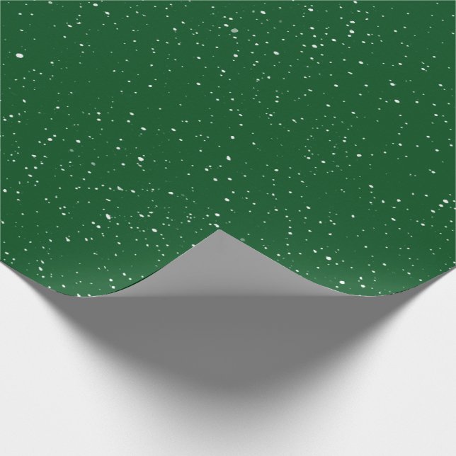 Christmas Forest Green w/ White Snow Wrapping Paper (Corner)