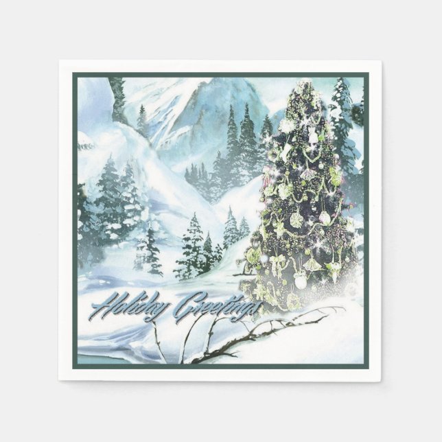 Christmas Forest Holiday Greetings  Napkins (Front)