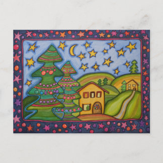 Christmas forest holiday postcard