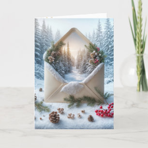 Christmas Forest Scene in an Envelope Holiday Card