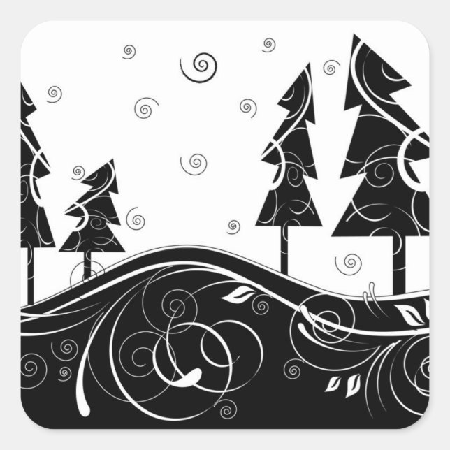 Christmas Forest Square Sticker (Front)