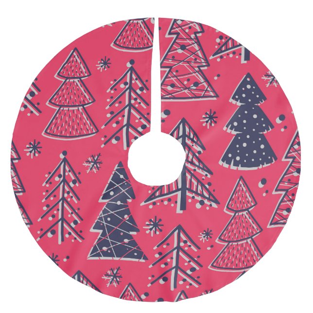 Christmas Forest: Winter Silhouette Wallpaper. Brushed Polyester Tree Skirt (Front)