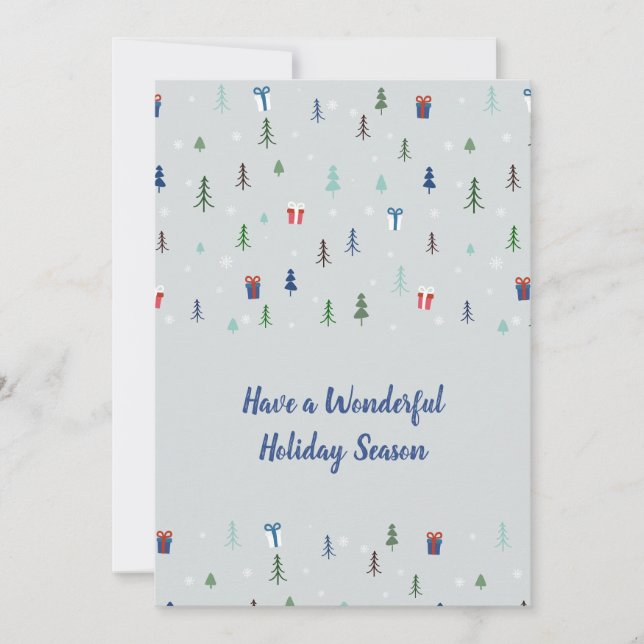 Christmas forest with presents and trees and snow  holiday card (Front)