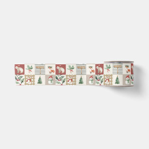 Christmas forest Woodland animals quilt neutral Satin Ribbon