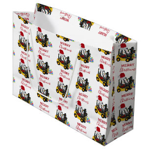 Christmas Forklift Truck  Large Gift Bag