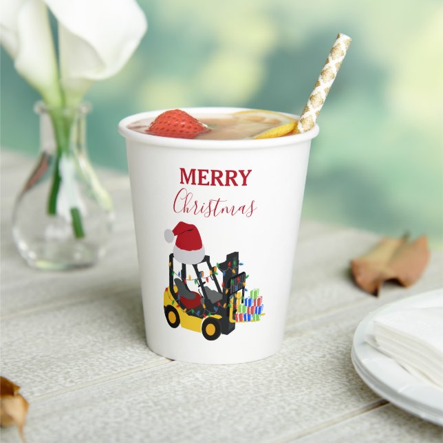 Christmas Forklift Truck  Paper Cups (Insitu)
