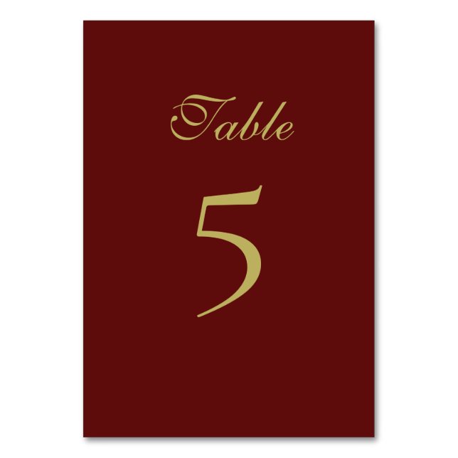 Christmas formal Table Number Card (Front)