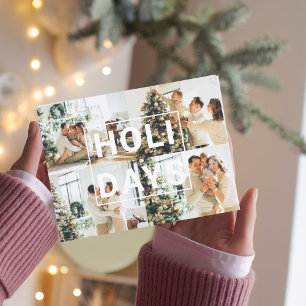Christmas Four Family Photo Holiday Postcard