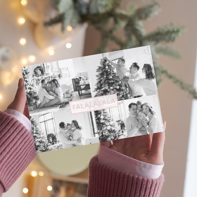 Christmas Four Family Photo | Pink Falalala  Postcard (Creator Uploaded)
