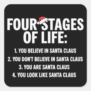 Christmas Four Stages of Life Santa Humour Meme  Square Sticker