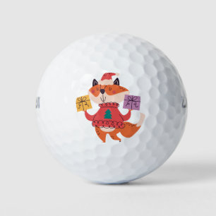 Christmas fox (2) golf balls