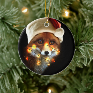 Christmas fox ceramic tree decoration