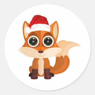 Christmas Fox  Classic Round Sticker