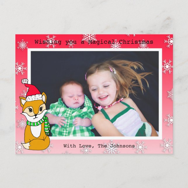 Christmas Fox Cute Personalised Photo Card (Front)