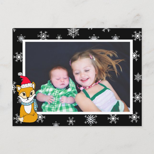 Christmas Fox Cute Personalised Photo Card (Front)