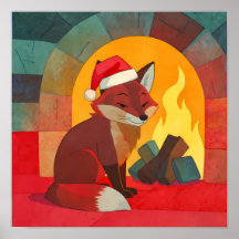 Christmas Fox Flat Color Tapestry Design