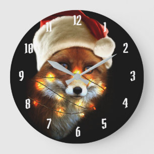Christmas fox large clock