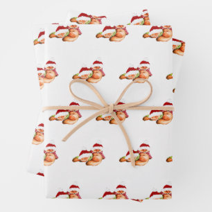 Christmas fox merry holiday foxy   wrapping paper sheet