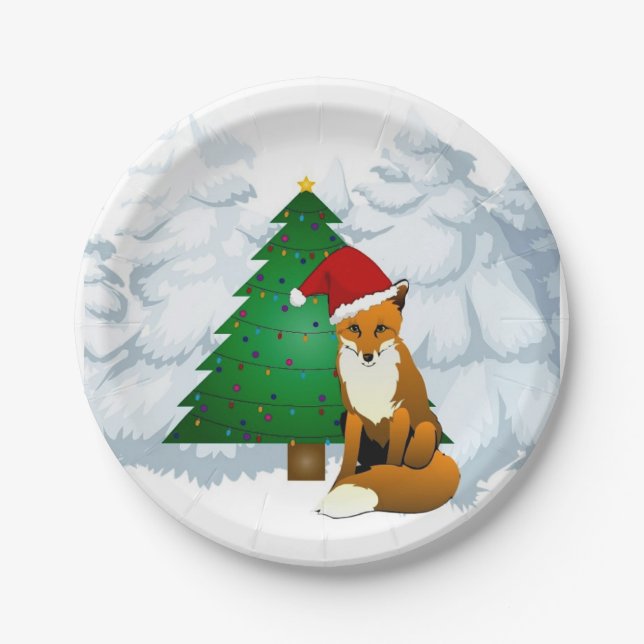 Christmas Fox Paper Plate (Front)