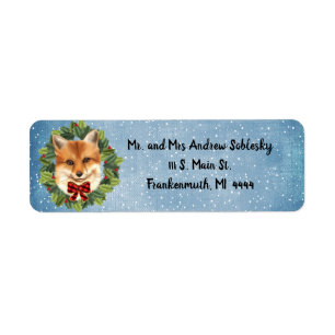 Christmas Fox Return Address Label