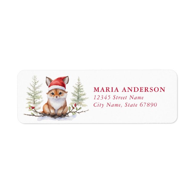 Christmas Fox Return Address Labels (Front)