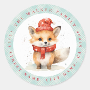 Christmas Fox Round Stickers