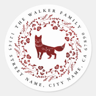 Christmas Fox Round Stickers