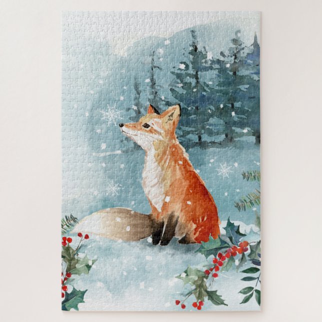 Christmas fox snowy woods jigsaw puzzle (Vertical)