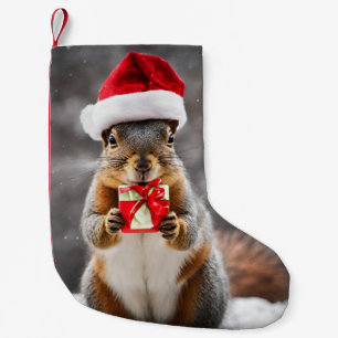 Christmas Fox Squirrel with a Santa Hat Small Christmas Stocking