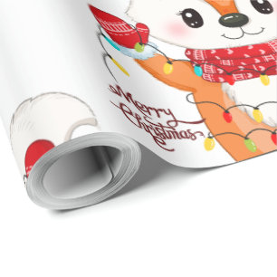 Christmas Fox with Lights Wrapping Paper