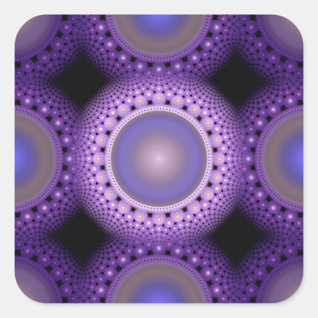 Christmas fractal blue pattern square sticker (Front)