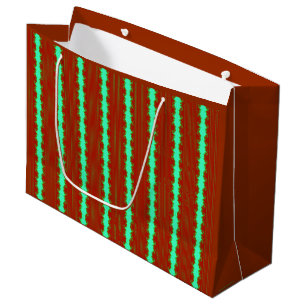 Christmas Fractal Red and Grn Stripes Gift Bag
