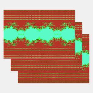 Christmas Fractal Red and Grn Wrapping Paper