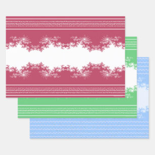 Christmas Fractal Red Green Blue Wrapping Paper