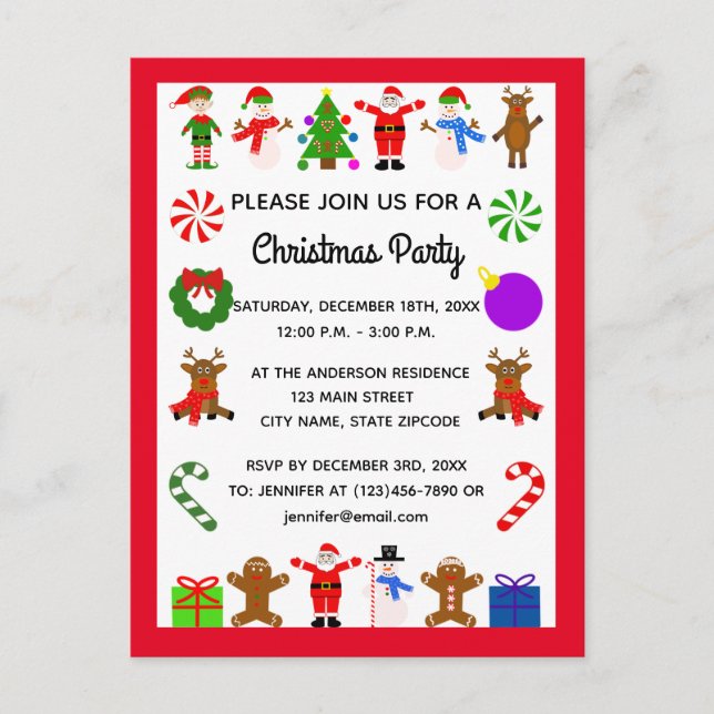 Christmas Frame #3 Invitation Postcard (Front)