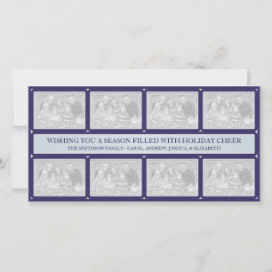 Christmas Frame Collage Blue Holiday Card