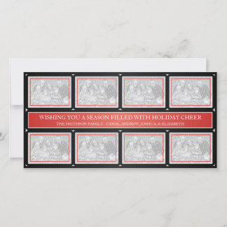 Christmas Frame Collage Red Black Holiday Card
